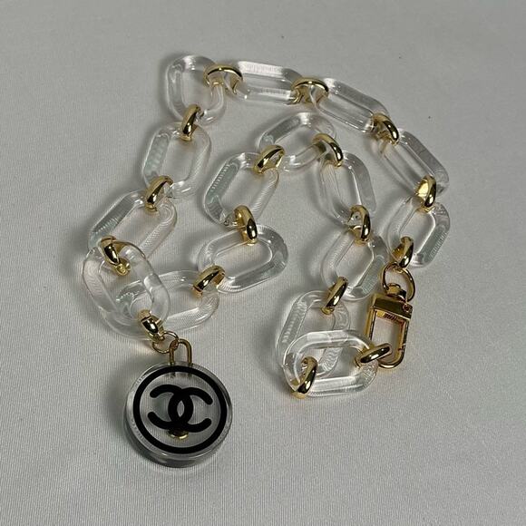 Chanel Clear Resin Charm Lucite Chain Necklace - Picture 1 of 6